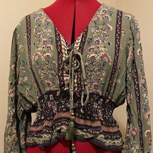 Lace up boho crop top